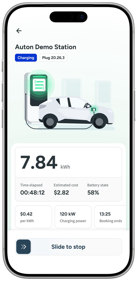 Auton app concept: charging session